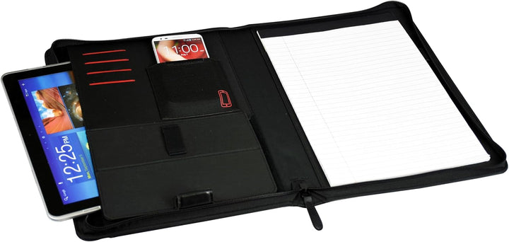 monolith 2000002945 – Tablet Konferenzmappe in schwarz, Schreibmappe in Leder-Optik, Dokumentenmappe