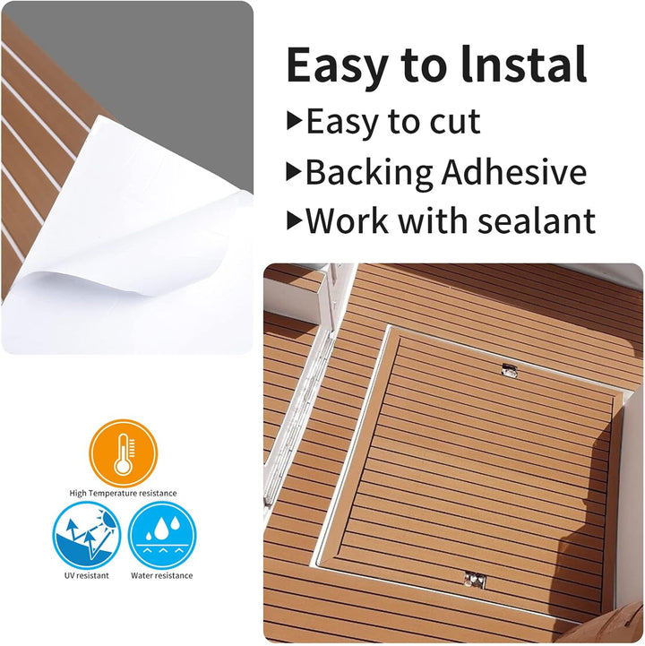 SenMore Eva Teak Selbstklebender Schaumboot Yachtboden rutschfeste Matte Marine Deckbeschläge für Bo