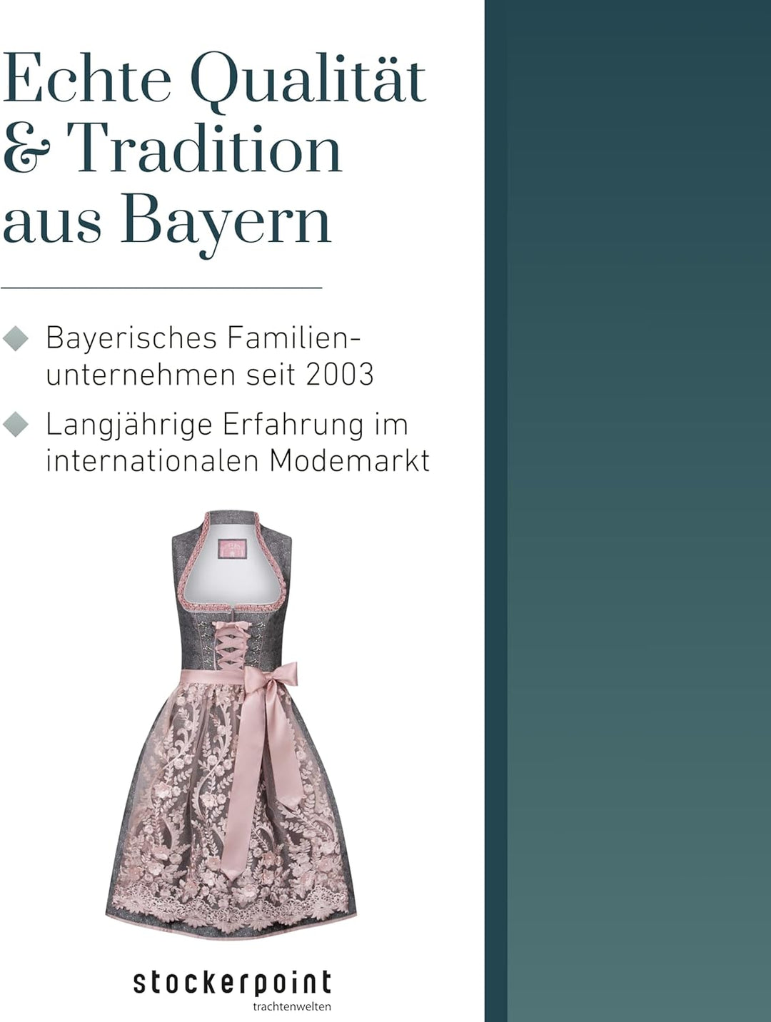 Stockerpoint Damen Dirndl Marietta Kleid für besondere Anlässe 42 Altrosa, 42 Altrosa