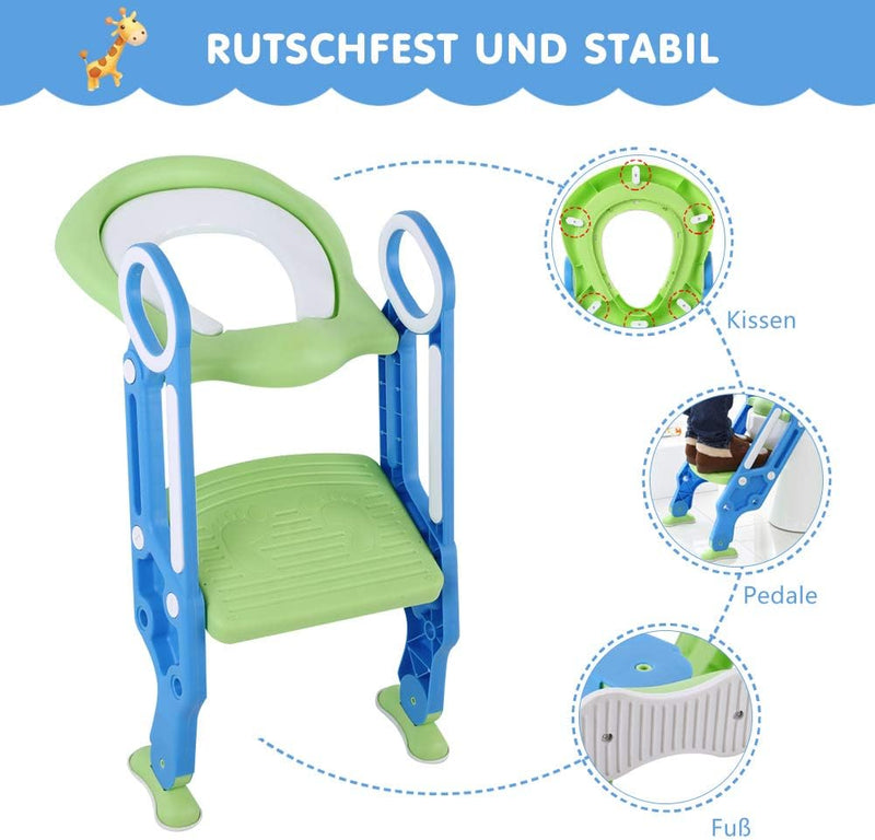 Toilettensitz Kinder mit Treppe, Toilettenaufsatz für Kinder mit Treppe Toilettentrainer Aufsatz Toi