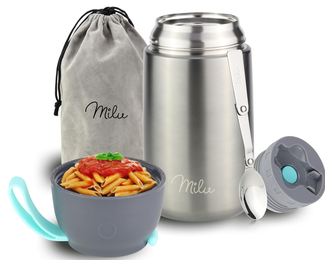 Milu® Thermobehälter 450, 650ml, 800ml | Edelstahl Warmhaltebehälter | Essensbehälter | Speisegefäss