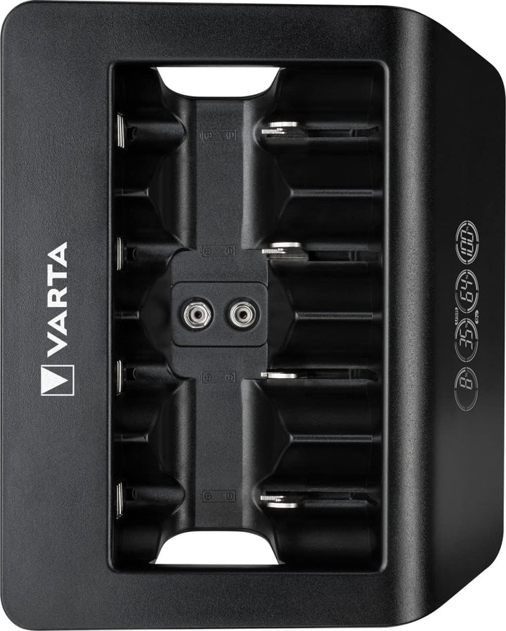 VARTA Universal Charger+, Ladegerät für Akkus in AA/AAA/9V und USB Geräte, Einzelschachtladung LCD U