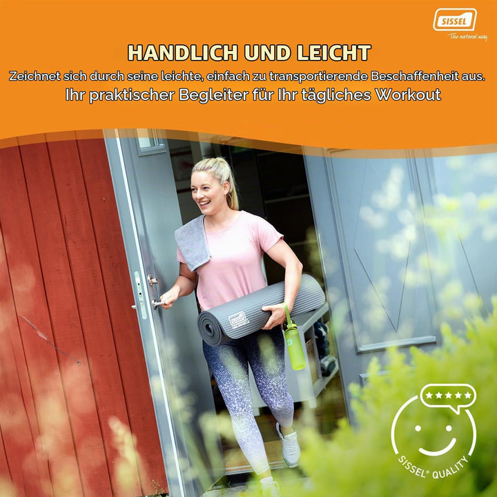SISSEL® Gymnastikmatte 1,5cm | Hautfreundlich &amp; Rutschfest | Optimale Dämpfung | Leicht Einrollbar |