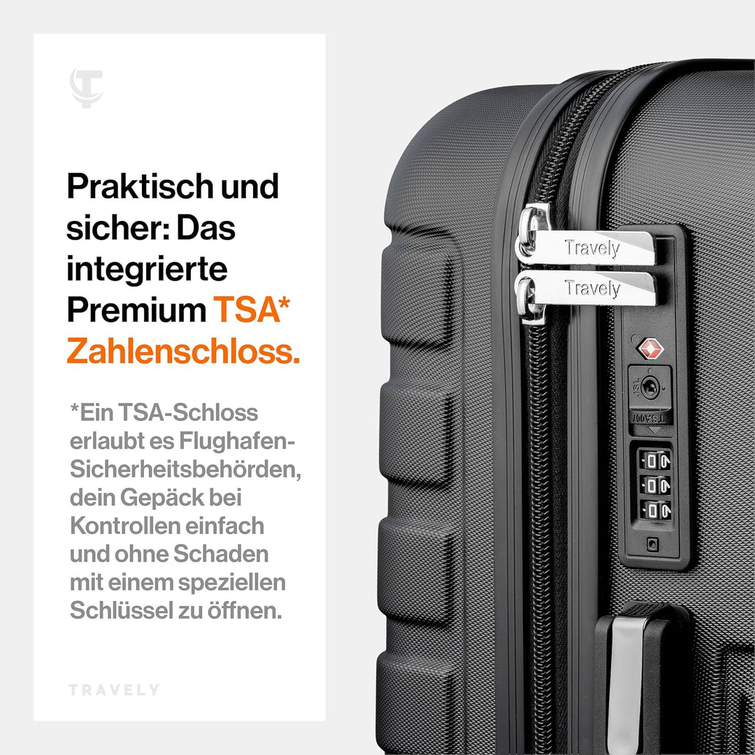 Travely Premium Handgepäck Koffer 55x35x25cm - passend für Air France, KLM und co. I 36L Handgepäck