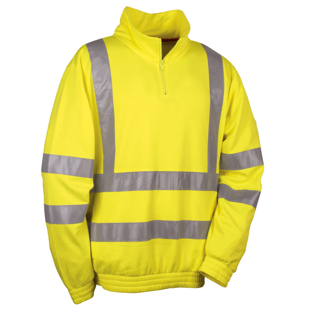 Cofra Warnschutz Pullover Route V112-1 Troyer in Signalfarbe, S, gelb, 40-00V11200-S Yellow Neon /2,