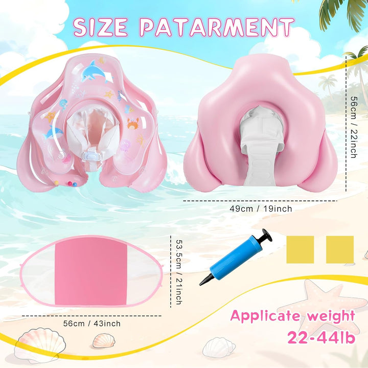 Baby Schwimmring mit abnehmbarem Sonnenschutz und Glöckchen, inklusive 1 x Handpumpe und 2 x Reparat