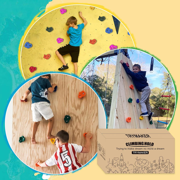 Trymaker Kletterhalter, Kletterwand für Kinder, Kletterset für Erwachsene, drinnen und draussen 15pc
