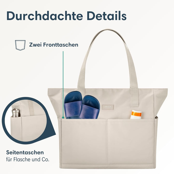 LARKSON Strandtasche Damen & Herren - Linn - Grosse Beach Bag für Strand, Schwimmbad, Pool - Tote Ba