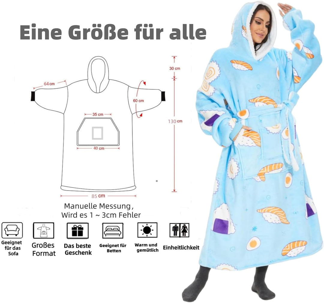 Oversized Hoodie Decke Damen，Verlängern Decken Hoodie,Extra Dick und Warm Deckenpullover，Blanket Hoo