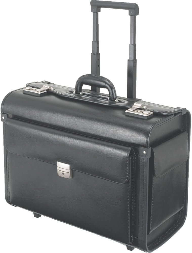 Alassio 92301 - Pilotenkoffer SILVANA, aus Lederimitat, ca. 48 x 39,5 x 23 cm, mit 2 Rollen, schwarz