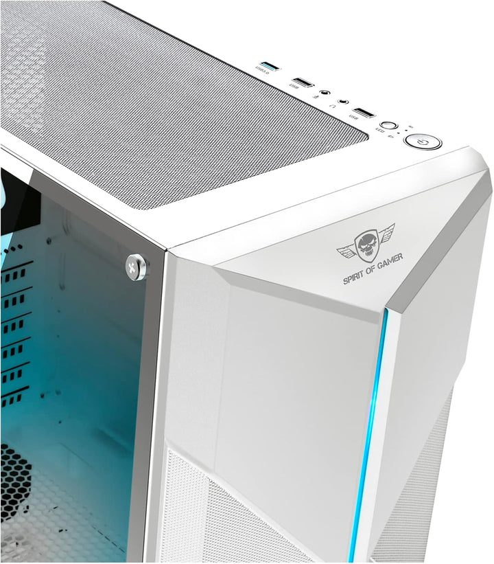 Spirit of Gamer - Clone III | PC Gehäuse Weiss RGB | Kompatibel ATX/mATX/ITX | Leerer Gaming Tower m
