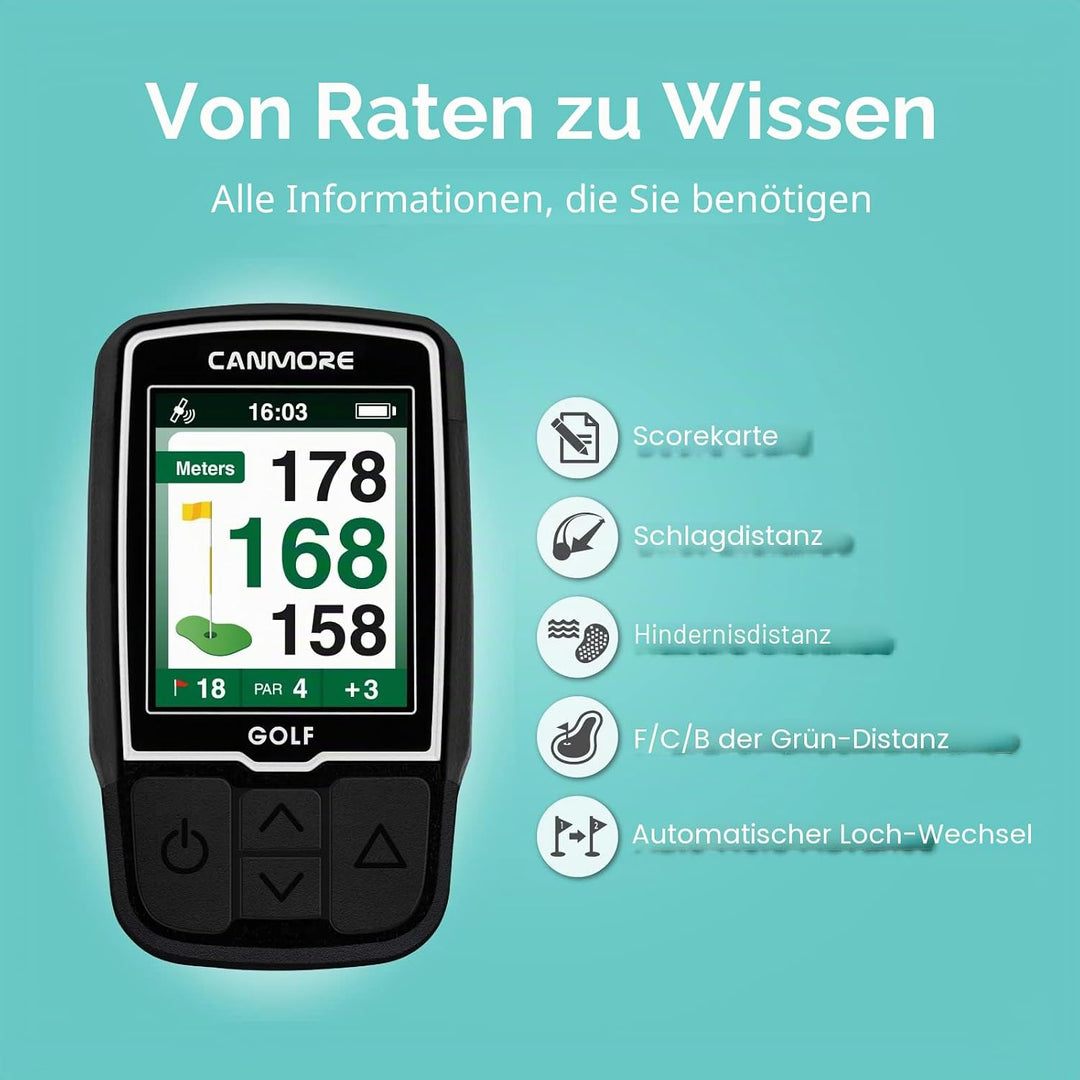CANMORE HG200 Golf-GPS – wasserfestes 2-Zoll-Vollfarbdisplay mit über 40.000 wichtigen Golfplatzdate