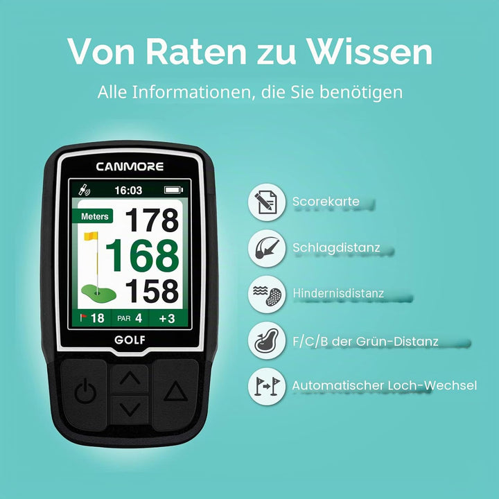 CANMORE HG200 Golf-GPS – wasserfestes 2-Zoll-Vollfarbdisplay mit über 40.000 wichtigen Golfplatzdate