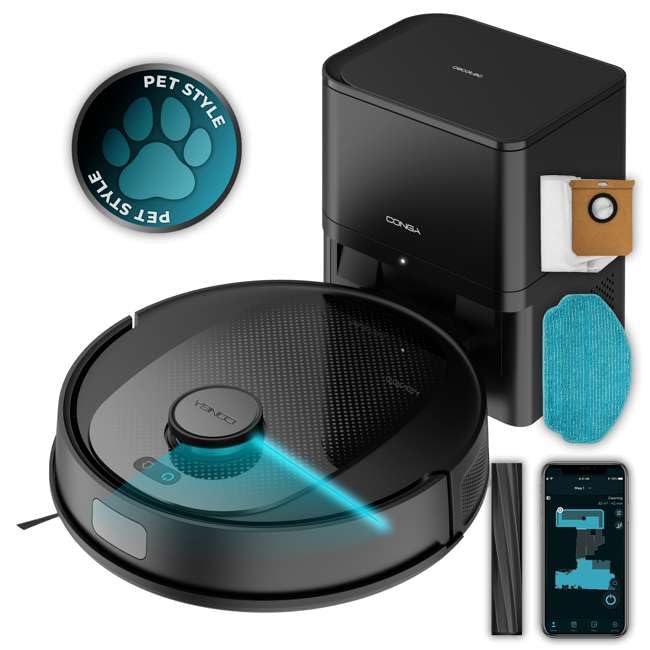 Cecotec Saugroboter mit Absaugstation Conga 7690 Immortal MAX Home M, Lasernavigation, 5000 Pa Saugk