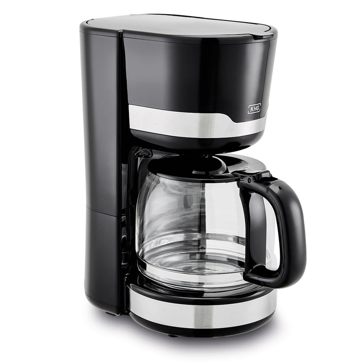 KHG Kaffeeautomat KA-129 SE2 aus Edelstahl/Kunststoff in schwarz, Kapazität für 12 Tassen, mit Glask