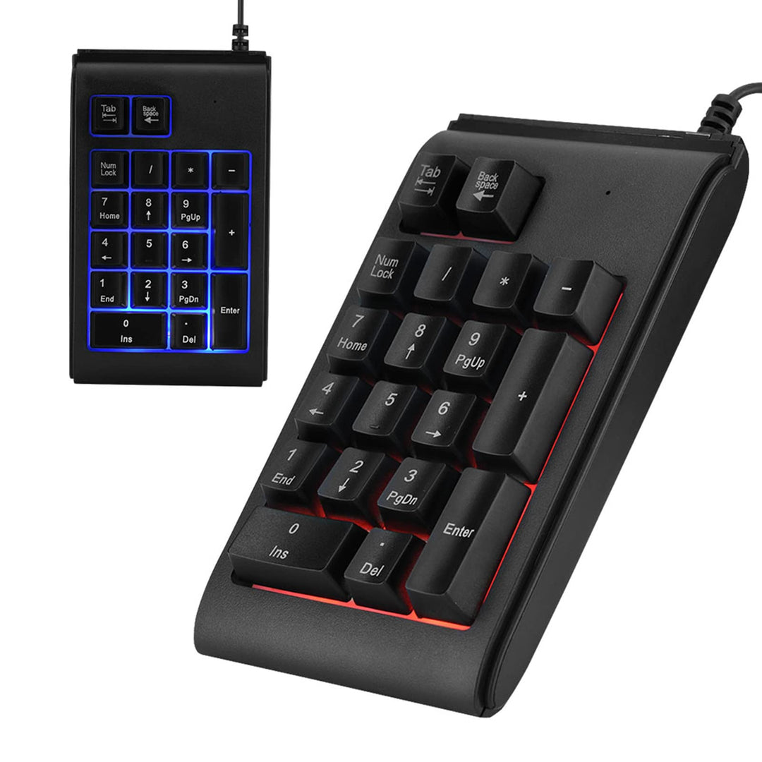 Ouitble USB Numerische Tastatur 19 Taste Tragbare -Nummernpad mit 3 Farben LED -Rückbeleuchtung für