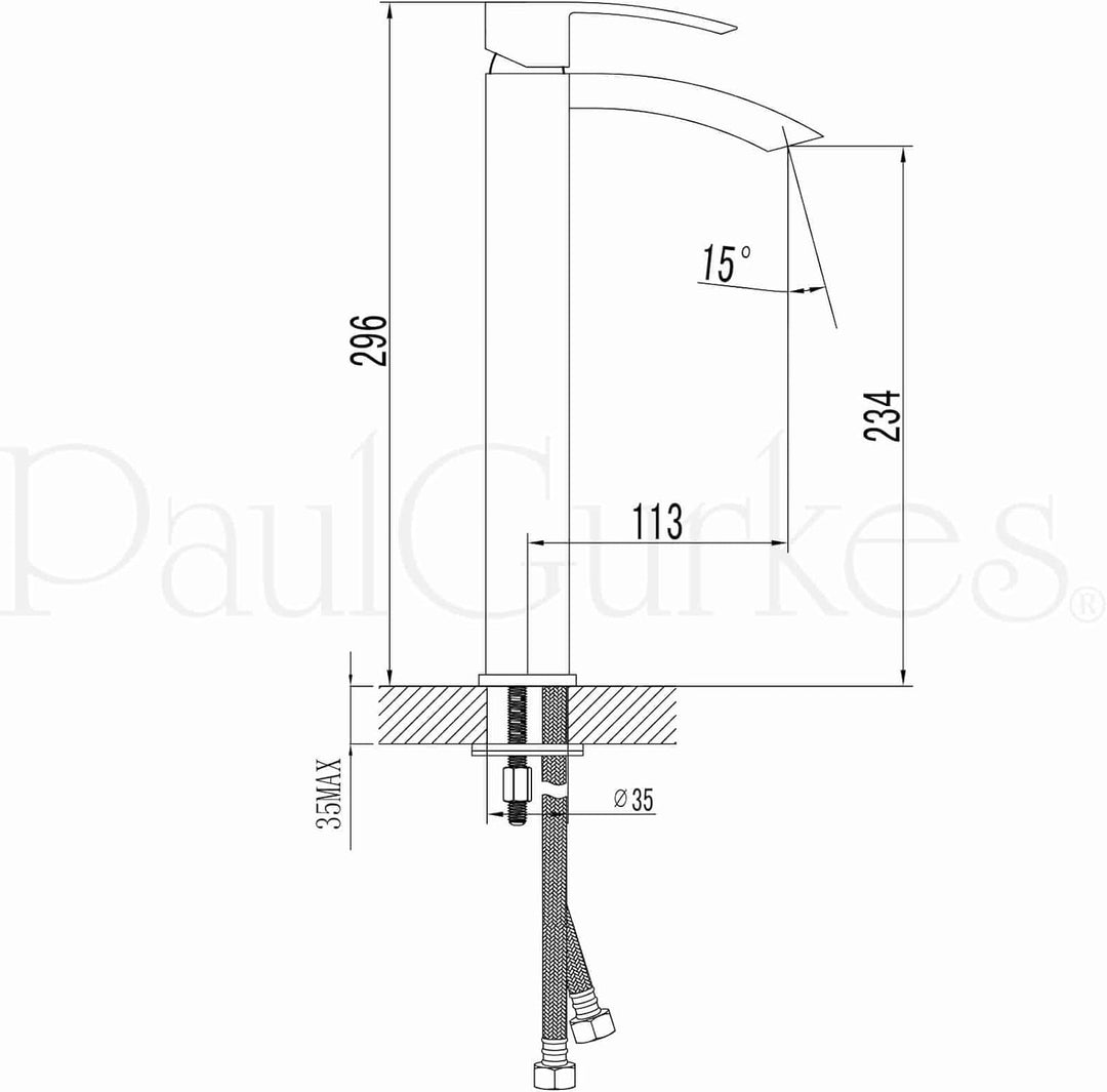 PaulGurkes Design Waschschalenarmatur Waschtischbatterie Armatur eckig