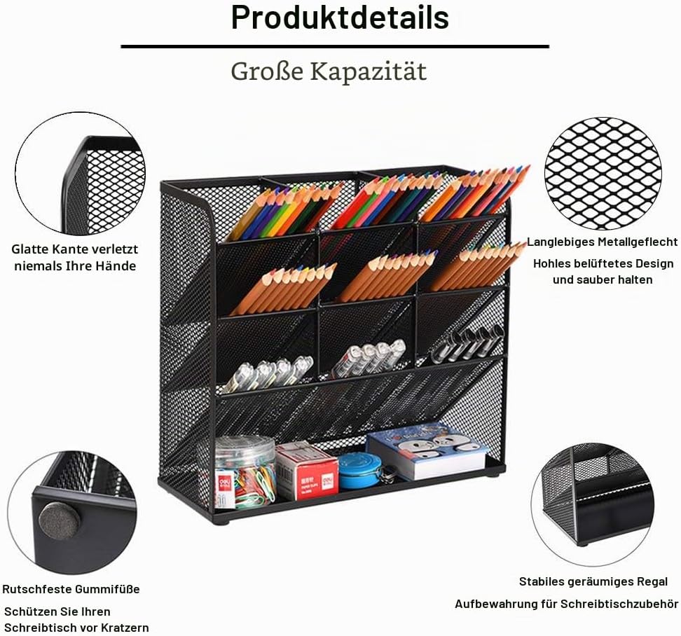 Marbrasse Netz-Schreibtisch-Organizer,Multifunktionaler Stiftehalter,Organizer Schreibtisch,Schreibt