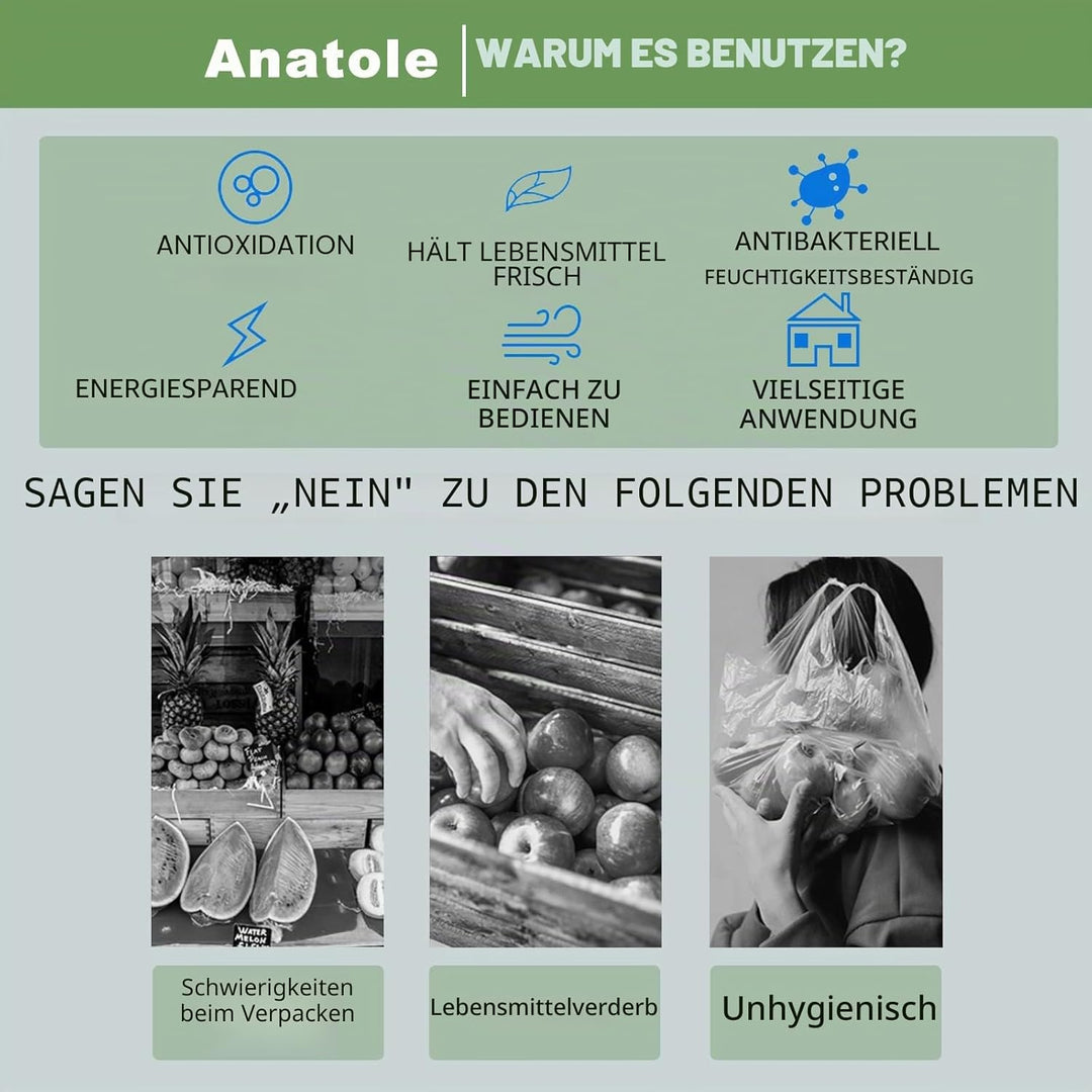 Anatole Frischhaltefolie Verpackungsmaschine aus Edelstahl 450mm Elektrischer Folienspender Kommerzi