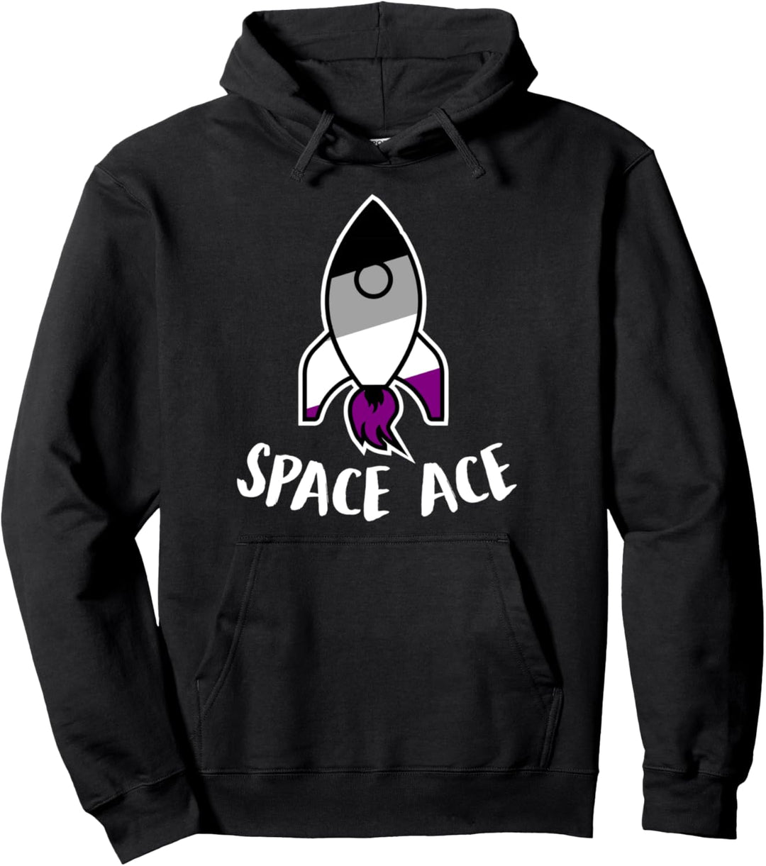 Space Ace Funny Trendy Cute Rocket Ship Asexual Pride Stuff Pullover Hoodie