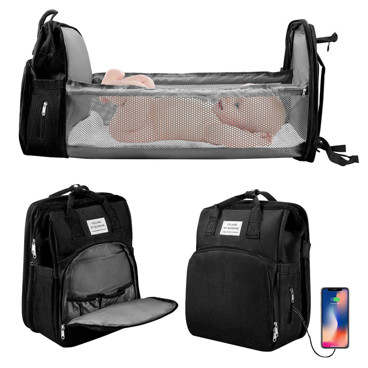 Wickeltasche mit Wickeltaschen, Bett, grosses Fassungsvermögen, grosse Windeltasche mit Wickelunterl