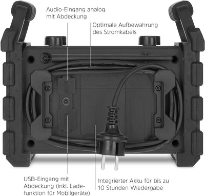 TechniSat DIGITRADIO 230 OD - DAB+ Baustellenradio (DAB+, DAB, UKW, USB, AUX in, Bluetooth, leistung