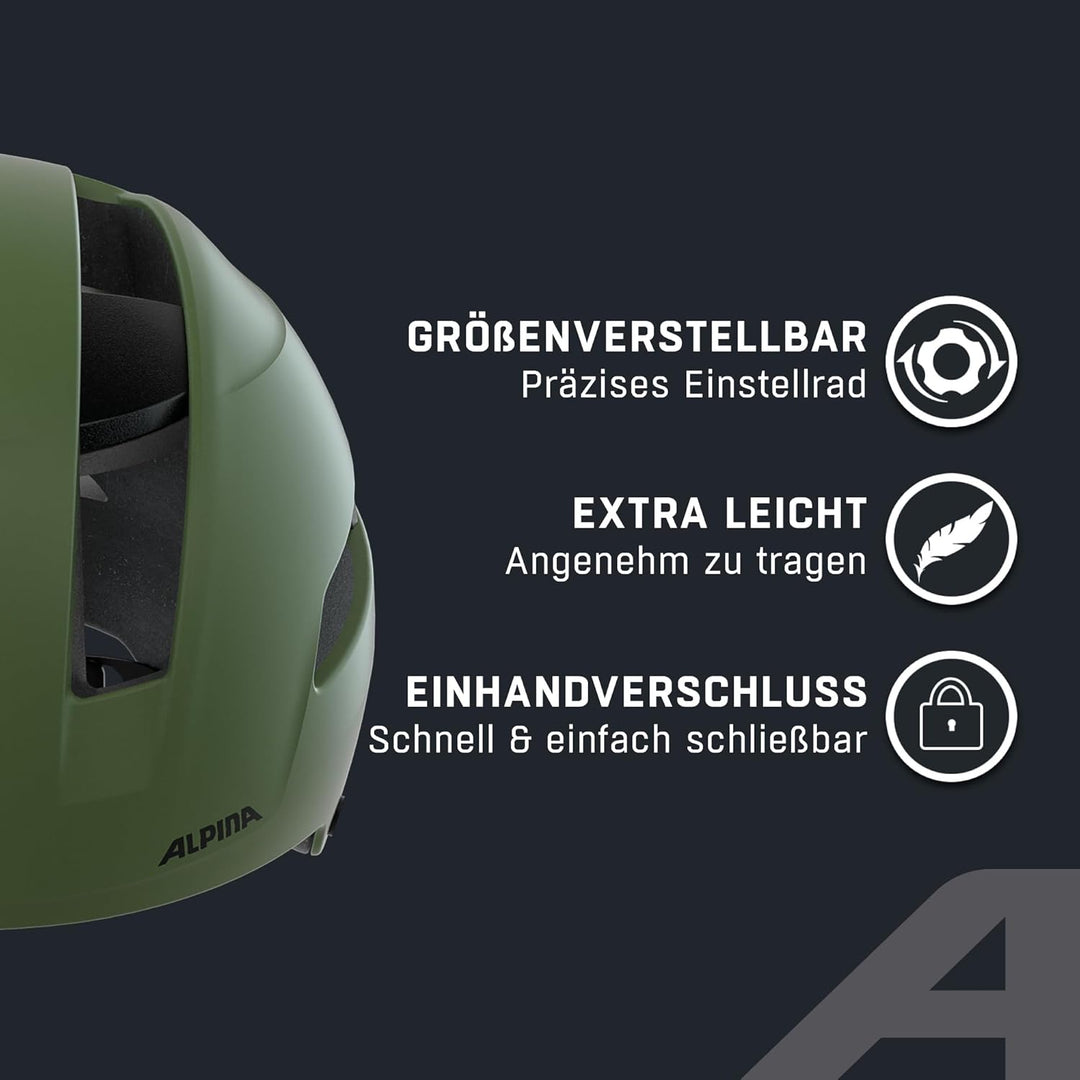 ALPINA SOHO - Extrem Robuster, Leichter & Individuell Anpassbarer Urban Fahrradhelm Für Erwachsene o