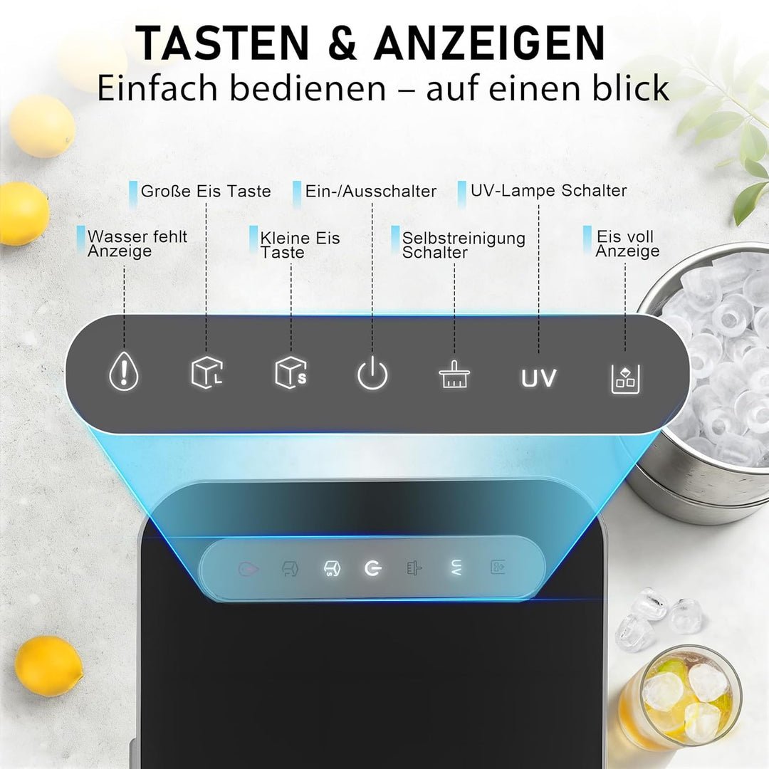 Citybee Eiswürfelmaschine Klein Ice Maker - Eiswürfel maschine Mini mit 2 Eiswürfelgrössen - Leise T