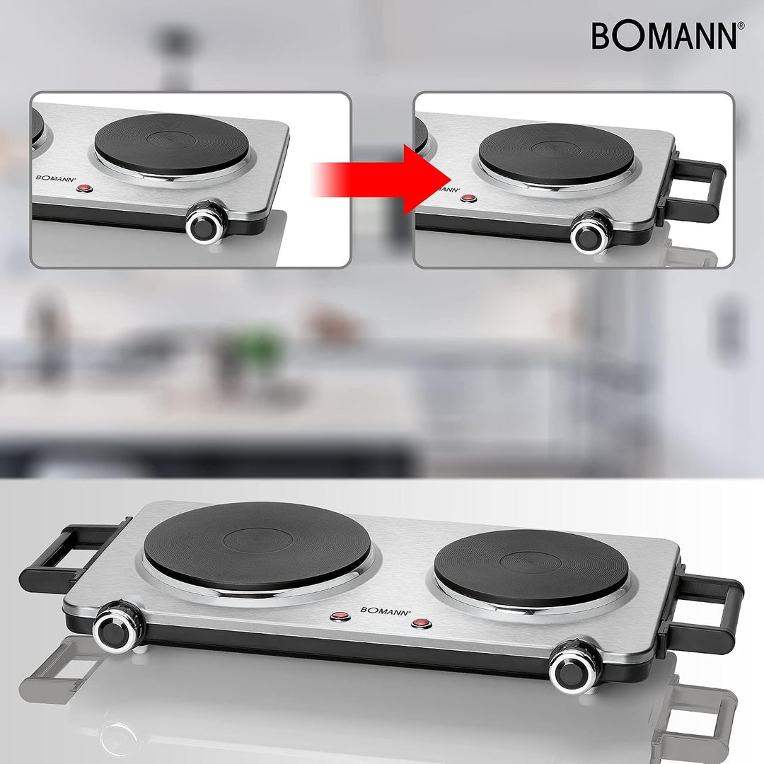 Bomann DKP 5033 E CB Edelstahl-Doppelkochplatte, 2 Kochplatten, Edelstahl/schwarz &amp; Philips Domestic