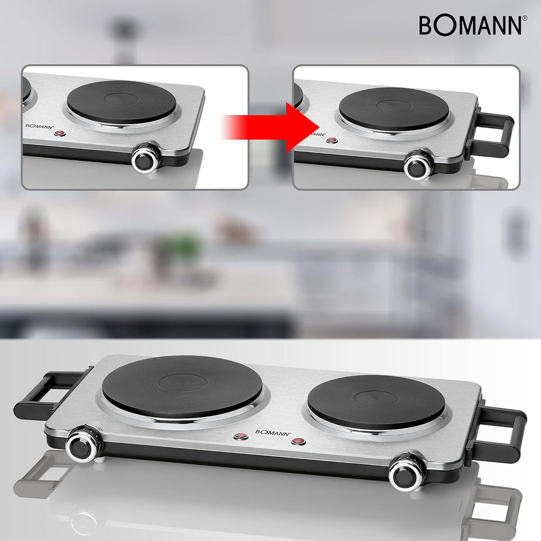 Bomann DKP 5033 E CB Edelstahl-Doppelkochplatte, 2 Kochplatten, Edelstahl/schwarz & Philips Domestic