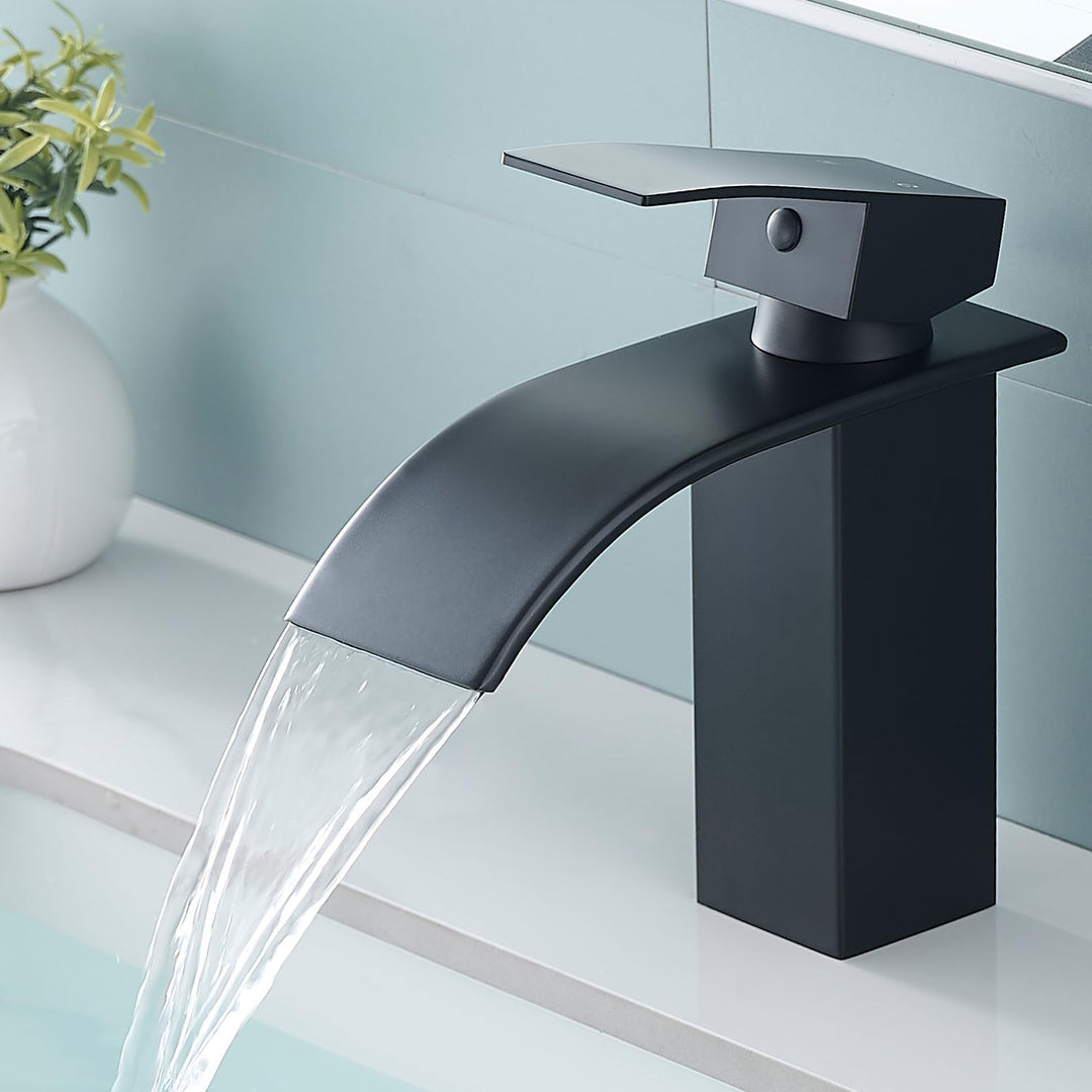 Fransiton Wasserhahn Bad, Wasserfall Waschtischarmatur für Badezimmer, Einhebel-Mischbatterie für Ka
