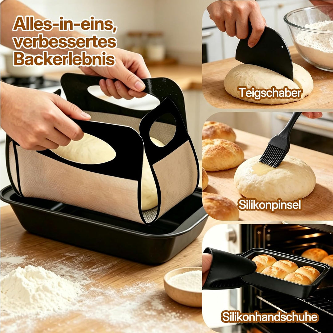 Brotbackform Kasten Set, 2 Stück Antihaft Karbonstahl Kastenform Kuchen 28X15X5.5cm mit 2 Dauerbackf