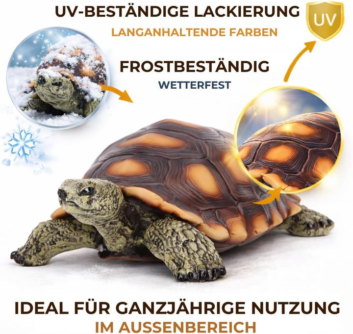 Gartenfigur Schildkröte Gross – Gartendeko aus Polyresin für Garten, Terasse und Balkon – frostbestä