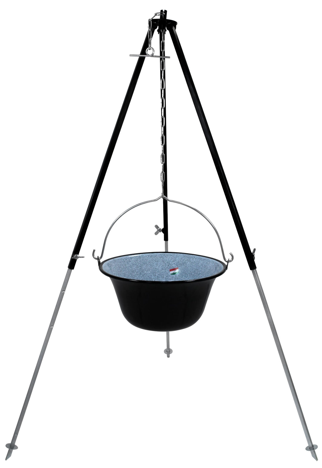 GRILLPLANET Gulaschkessel Gulaschtopf Set Feuertopf Glühweinkessel 10 Liter emailliert mit Dreibein