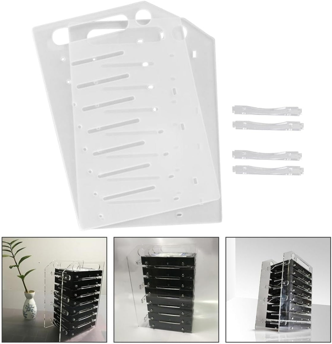 Kisangel Transparentes 3,5 Zoll Acryl Festplatten Rack mit 8 Lagen für Einfache Montage und Wärmeabl