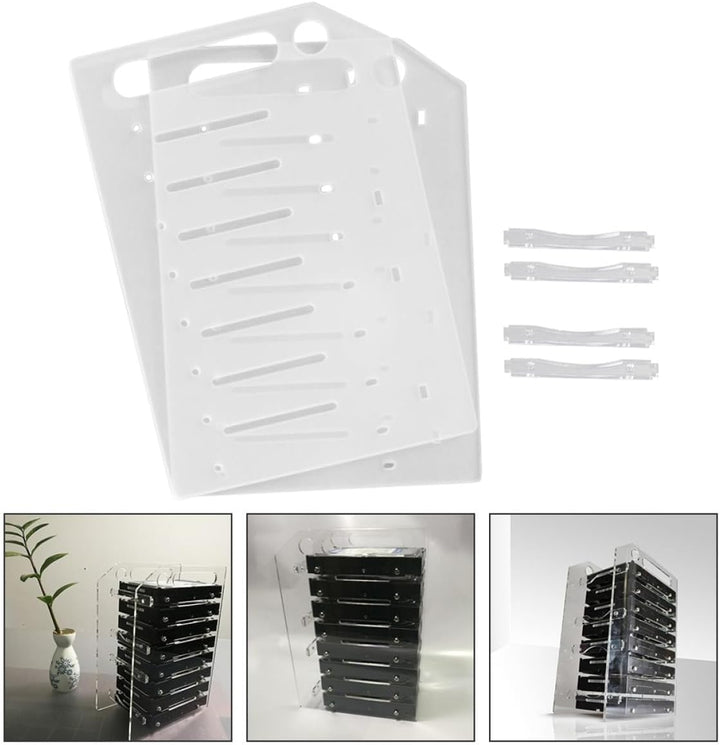 Kisangel Transparentes 3,5 Zoll Acryl Festplatten Rack mit 8 Lagen für Einfache Montage und Wärmeabl