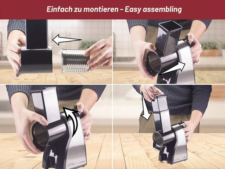BEPER BP.400 Elektrischer Gemüseschneider und Reibe für Käse aus Stahl - Käsereibe, Schneiden oder G