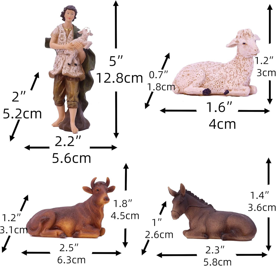 Zayton Weihnachtskrippen-Set, Miniaturen, 11-teilig, 12,7 cm, Statue, Jesuskrippe, Krippe, Ornament,