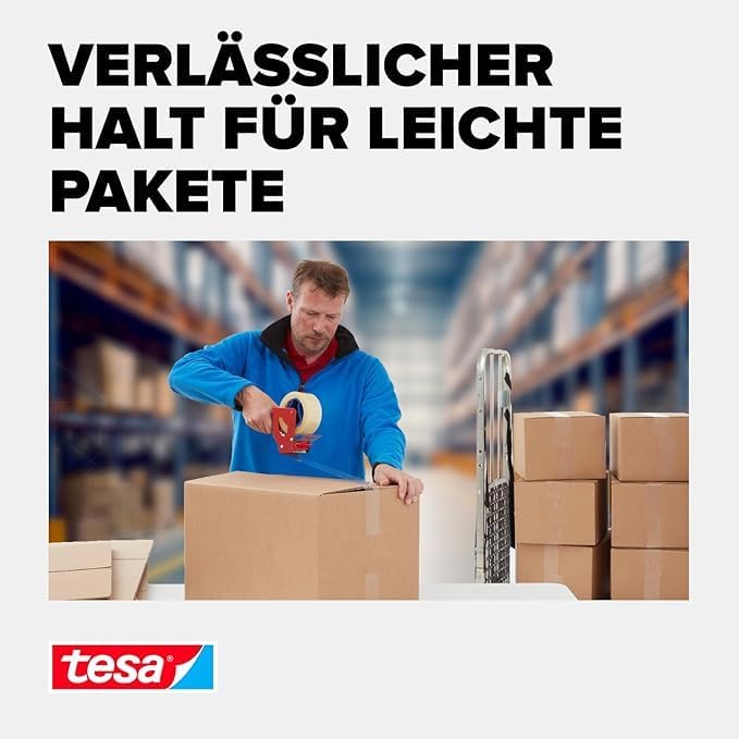 Tesa Packband Handabroller Pack ‘n‘ Go, Blau, inkl. 1 + 5 Rollen tesapack PP in braun, 50m:50mm