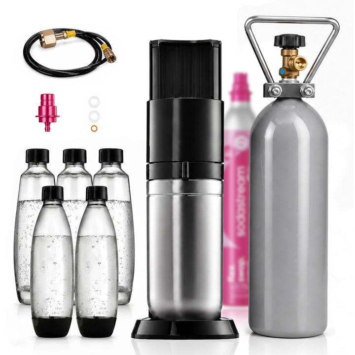 Wassersprudler Duo Spar-Set inkl. Premium-Gerät mit Glaskaraffe, 2 kg CO2-Mehrwegflasche und TÜV-gep