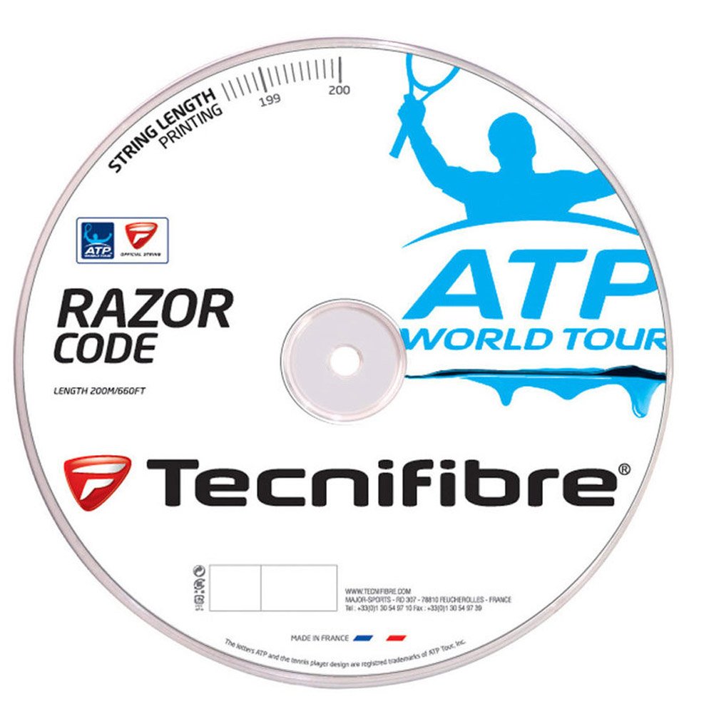 TECNIFIBRE ATP Razor Code Tennissaiten, 200 m Spule blau, blau