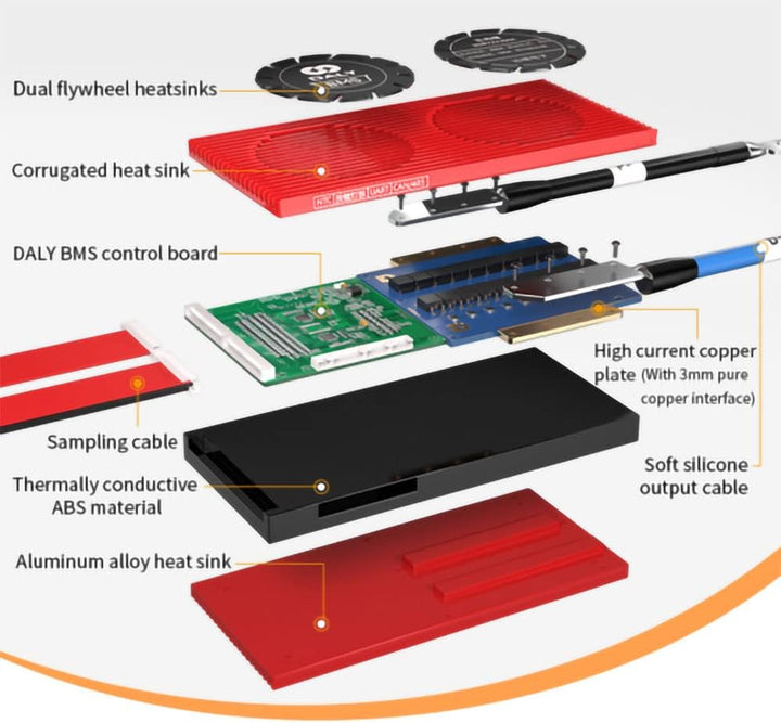 DALY Smart BMS mit Bluetooth für 3.2V LiFePO4 Akkus 4S 8S 16S - Batterie Management System 12V 24V 4
