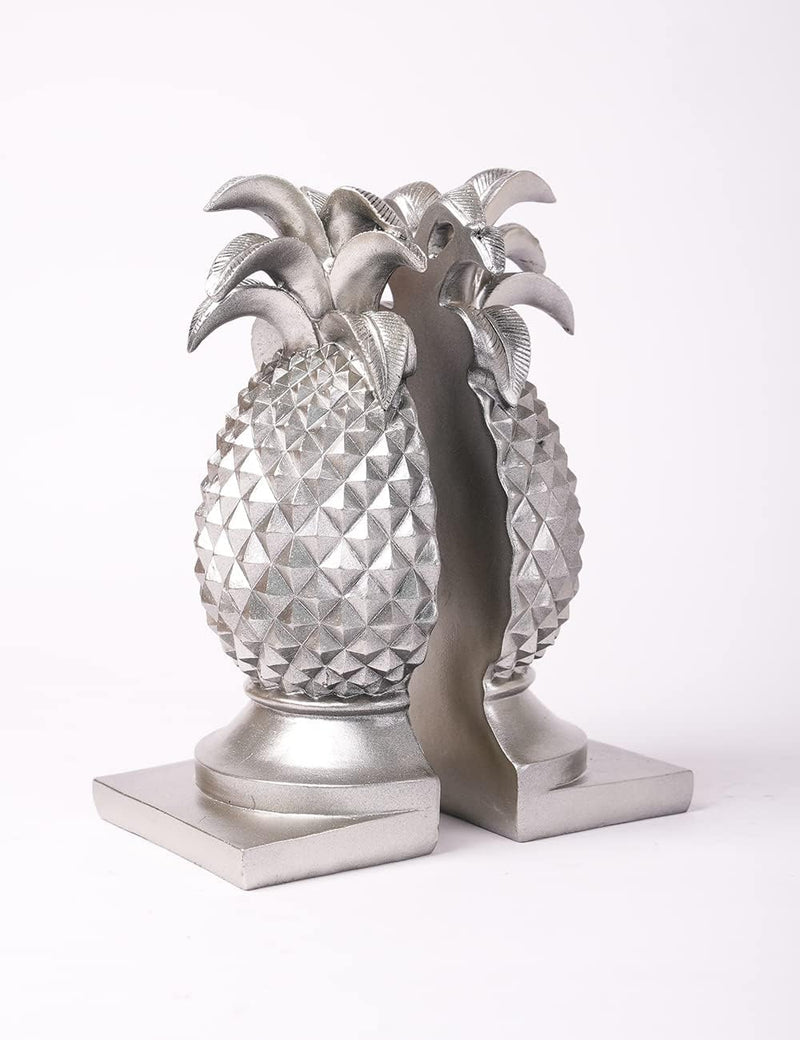 HAUCOZE Buchstützen Skulptur Ananas Dekor Tisch Statue Arts Polyresin Geschenk Silber Figuren 26cm,