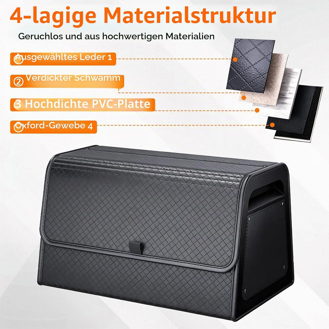 Auto Kofferraum Organizer Auto Tasche Kofferraum mit Deckel PU-Leder& PP-Wabenplatte mit Schrauben b
