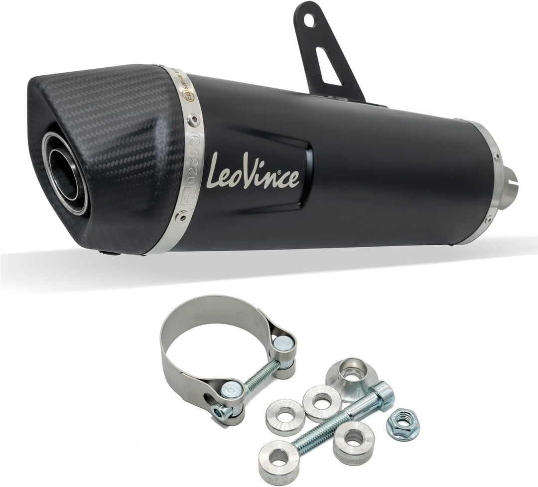 Endschalldämpfer LeoVince SLIP-ON SBK NERO, Edelstahl schwarz, Carbon Kappe, mit Zulassung für Trium