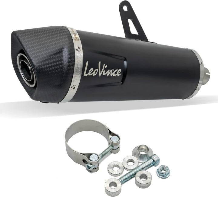 Endschalldämpfer LeoVince SLIP-ON SBK NERO, Edelstahl schwarz, Carbon Kappe, mit Zulassung für Trium