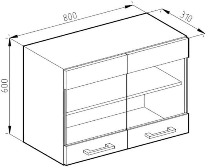 Vicco Küchenschrank Glas R-Line, Rot/Anthrazit, 80 cm J-Shape Rot Hängeglasschrank 80 cm, Rot Hängeg