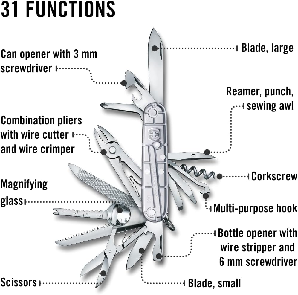 Victorinox, Schweizer Taschenmesser, Swiss Champ, Multitool, 33 Funktionen, Klinge, gross, Korkenzie
