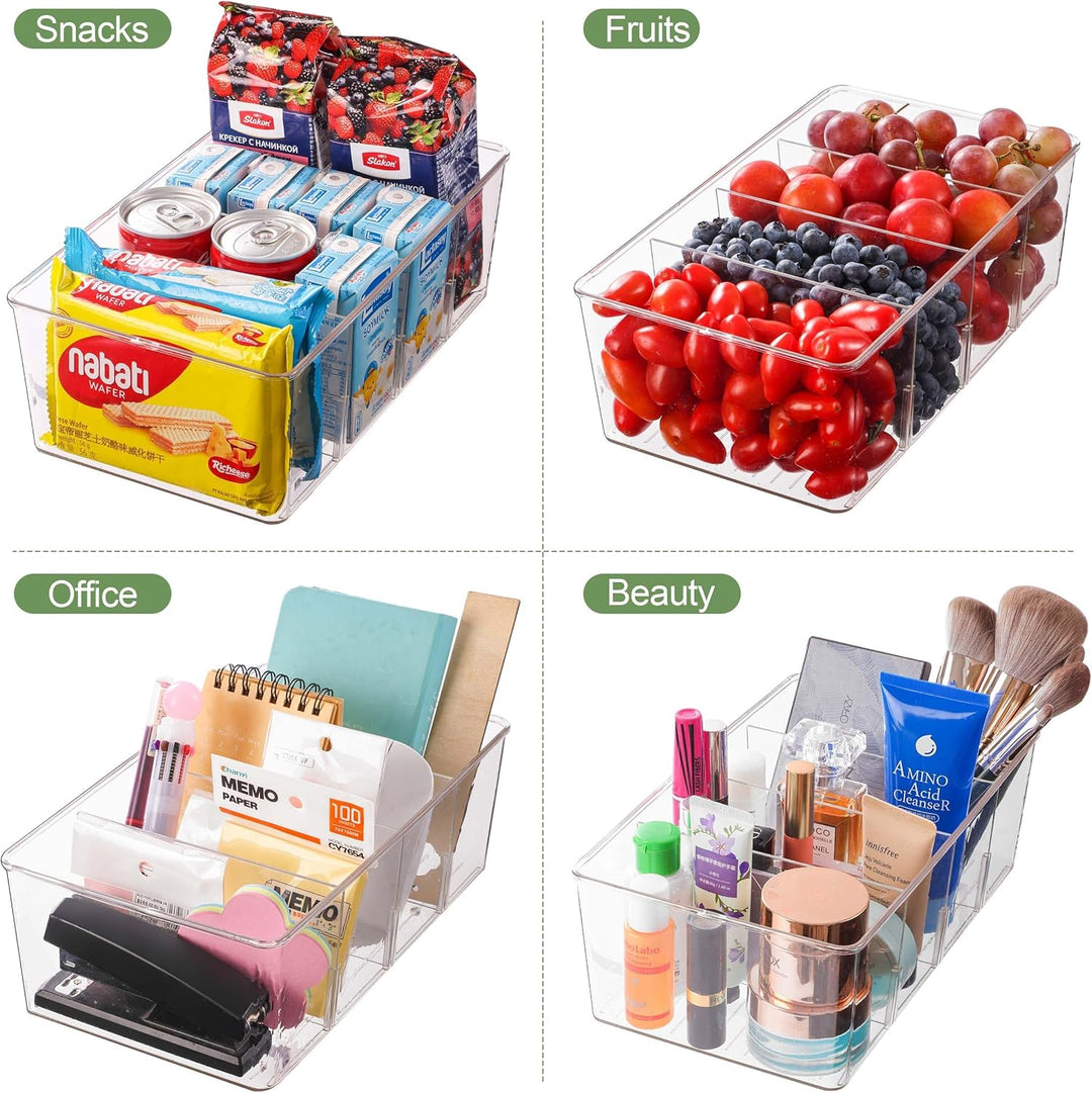 HNNJCK 4er Set Küche Aufbewahrungsbox Organizer mit 16 Fächern, Kühlschrank Schubladen, Storage Ordn