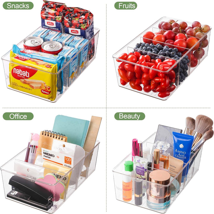 HNNJCK 4er Set Küche Aufbewahrungsbox Organizer mit 16 Fächern, Kühlschrank Schubladen, Storage Ordn